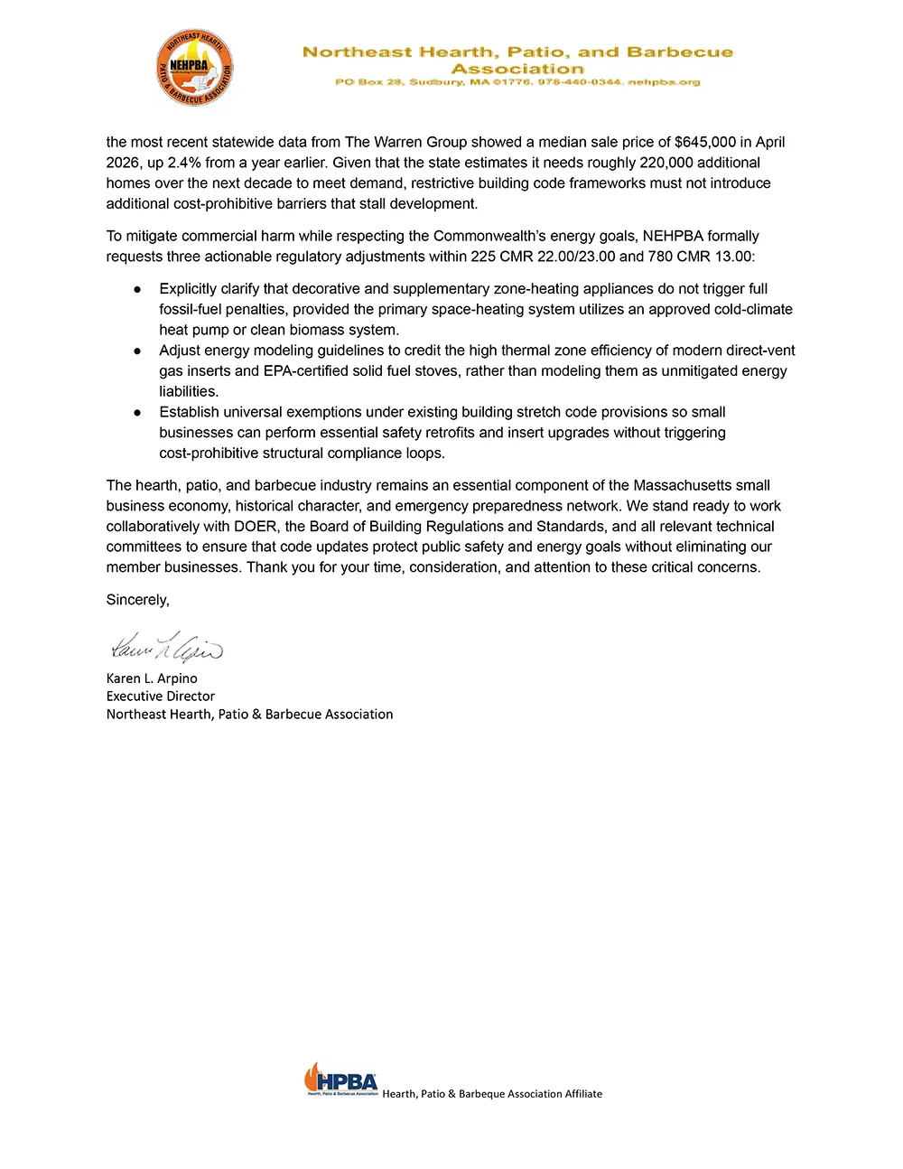 NEHPBA Submits Comments on Proposed Massachusetts Stretch & Specialized Building Code Changes